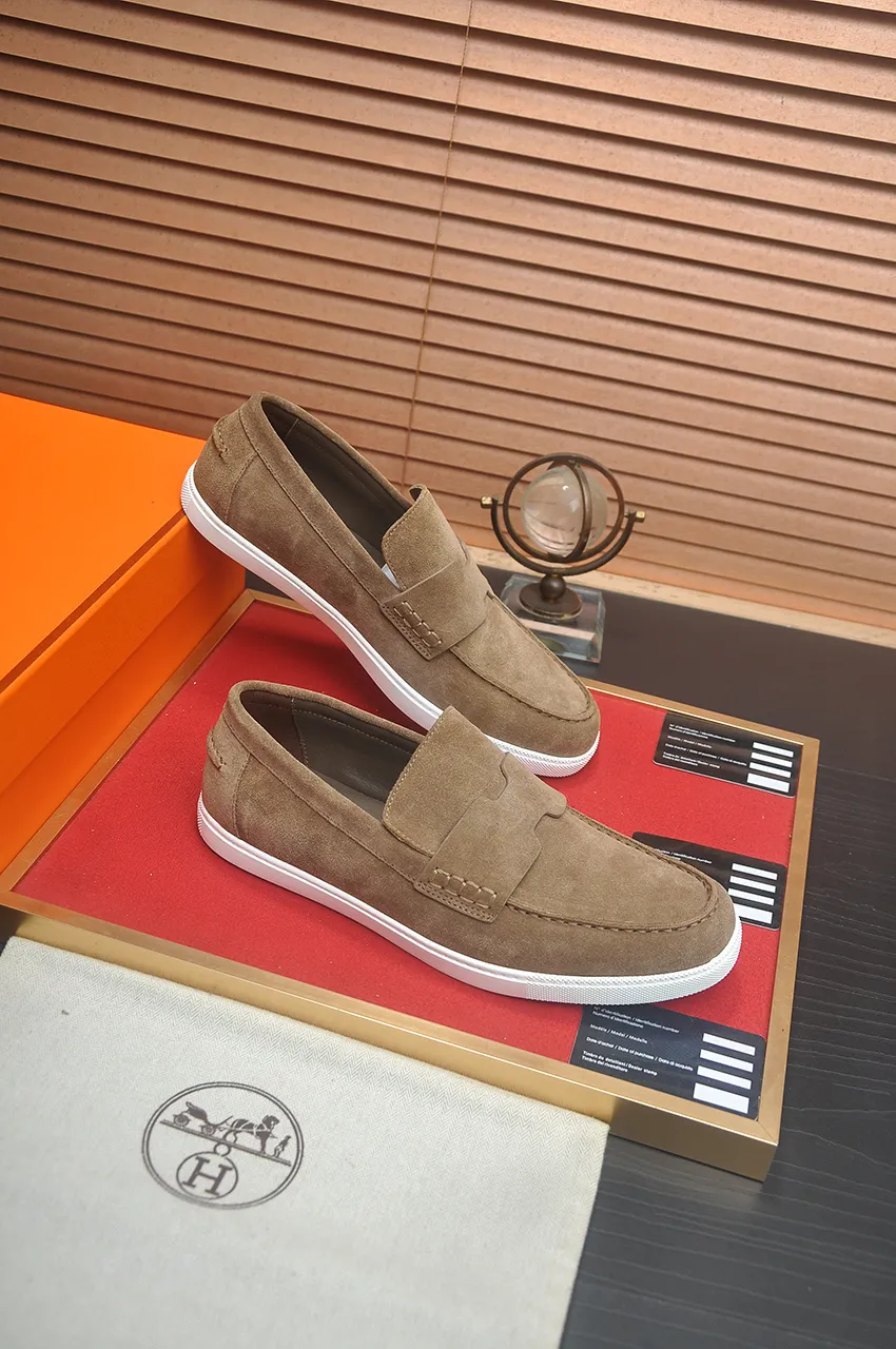 Men's Men's Shoes💰560💶[[HERMES]] (High-end Niuli) New 🍀 HERMES - top version of Hermès classic casual leather shoes! Made of imported original cowhide, the inner top layer is comfortable cowhide lining! Original wear-resistant rubber outsole! High quality products! Code number 39-45 (45 customized)
